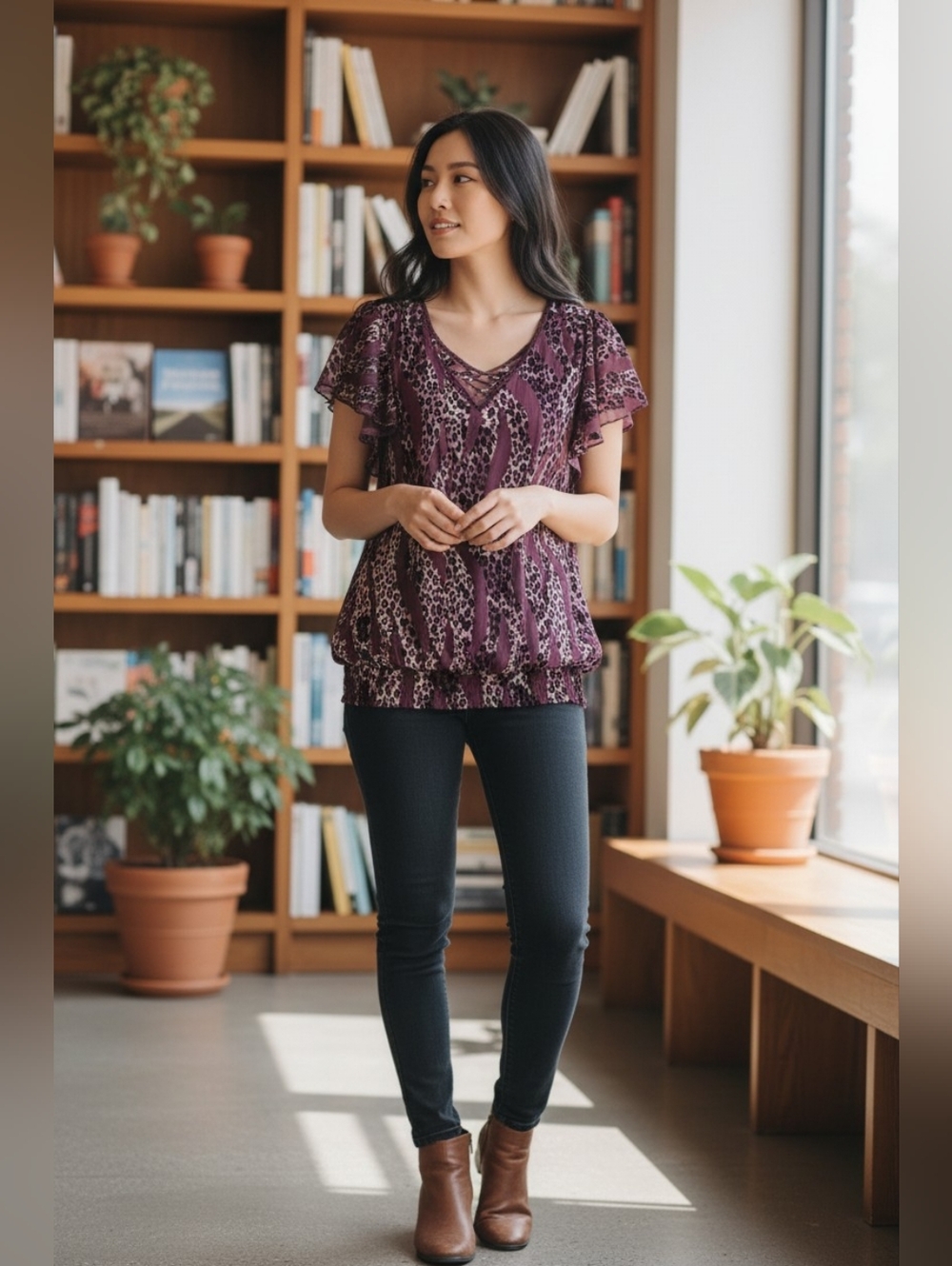 Large Purple Leopard Top